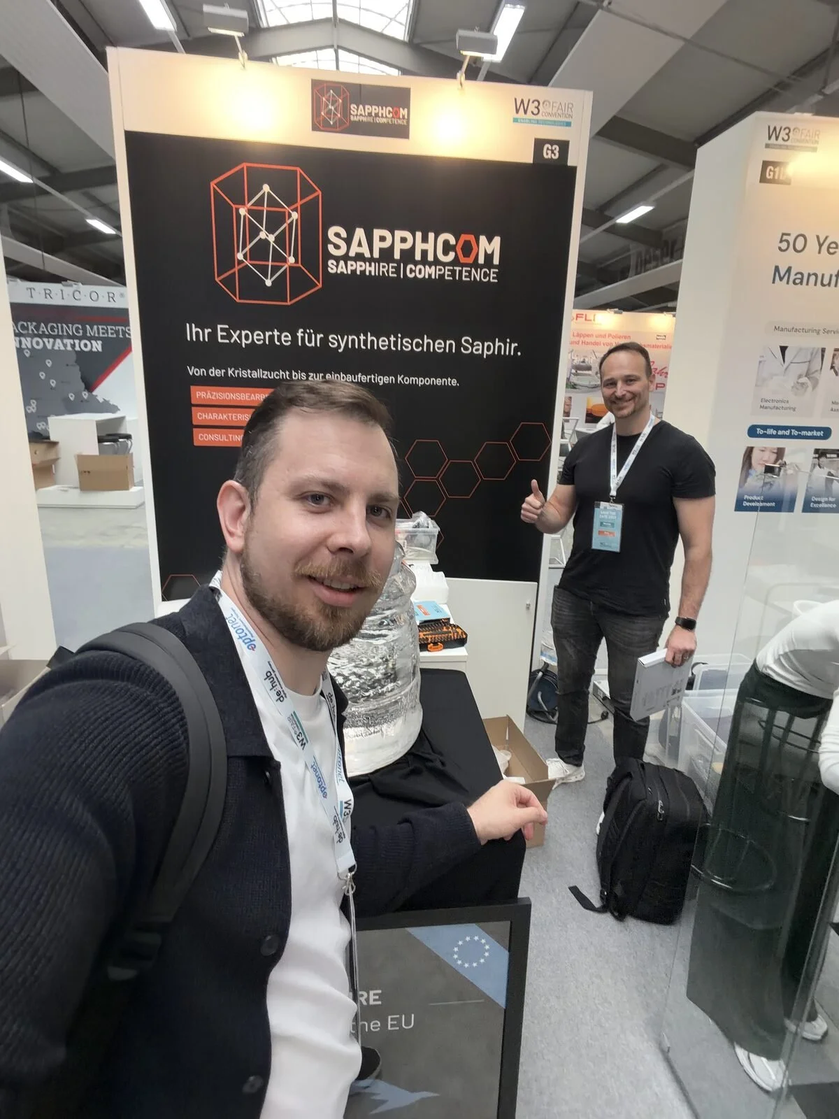 Europäischer Saphir als 100-kg-Kristall mit dem SAPPHCOM-Team auf der W3+ Fair Jena 2026